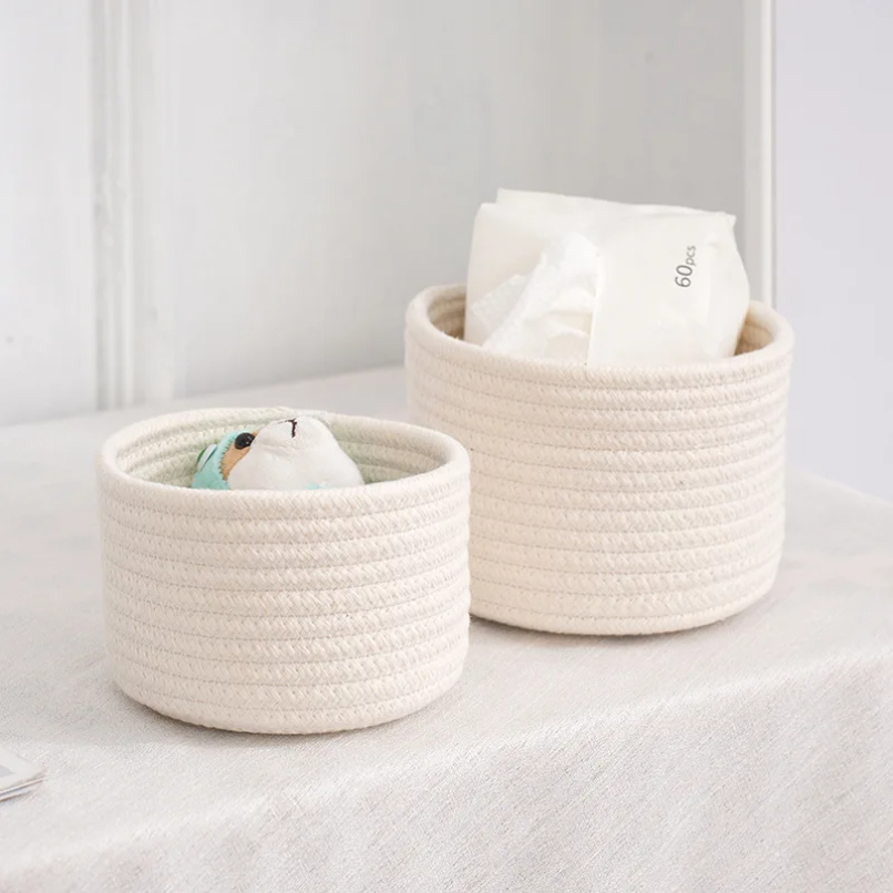 Baby Clothing Basket - Handgemachte gewebte Baumwolle Seil gewebte Aufbewahrung