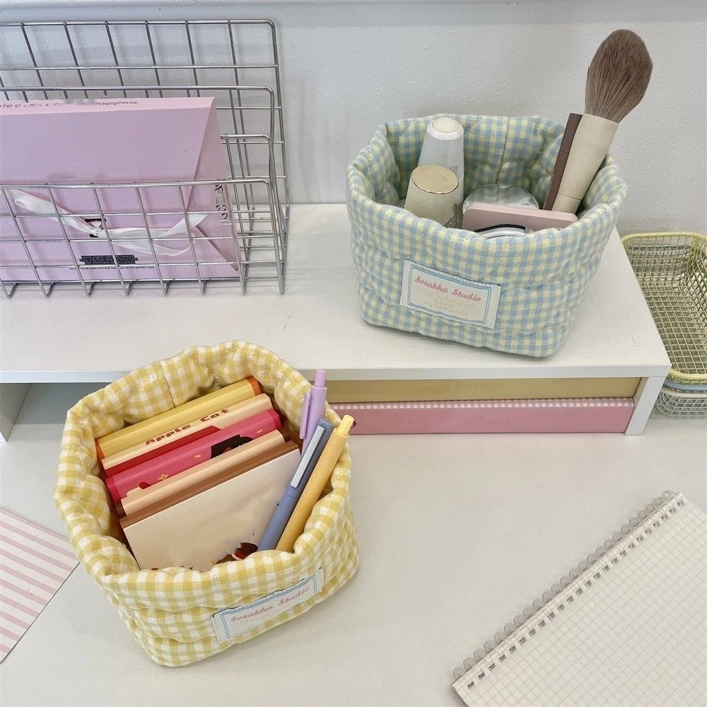 Baby Clothing Basket - Karierte und gestreifte Stoff-Aufbewahrungskörbe, waschbare dekorative