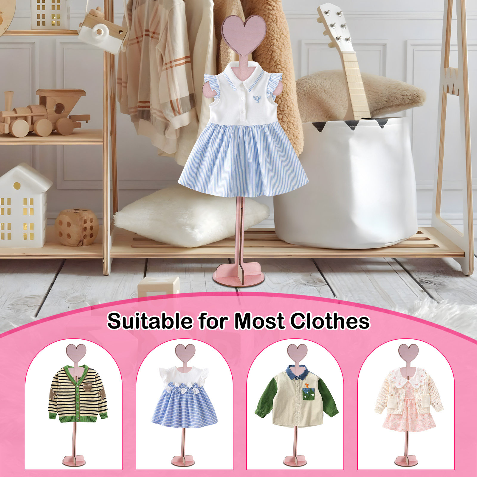 Baby Clothing Display Stand - Holz-Kleiderständer für Babykleidung im Kinderzimmer -